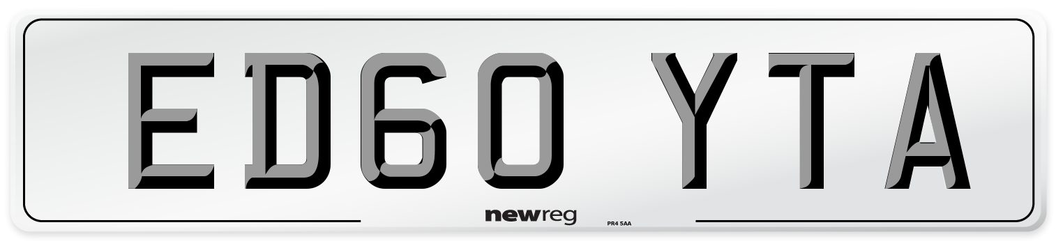 ED60 YTA Number Plate from New Reg
